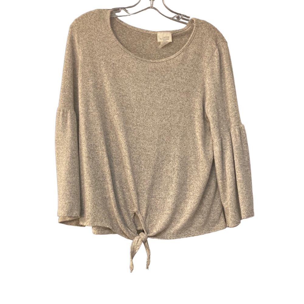 Caution to the Wind women’s soft tie waist top with bell ruffle sleeves